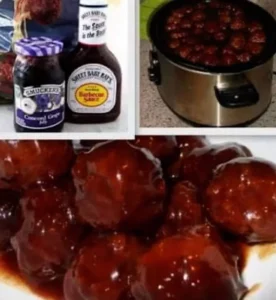 Delicious Crockpot meatballs in a serving dish