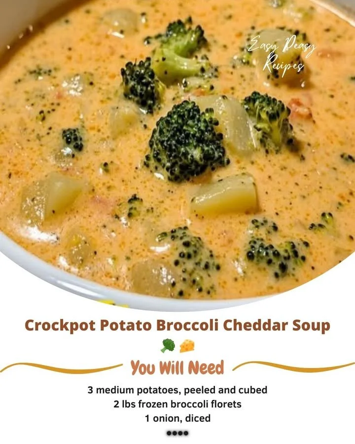 Crockpot potato broccoli cheddar soup in a bowl