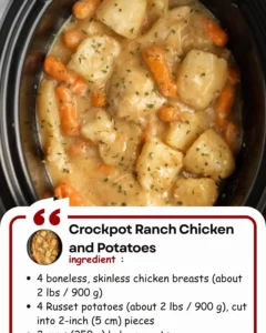 Crockpot ranch chicken and potatoes dish served in a bowl