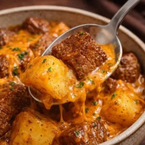 Crockpot ranch chicken and potatoes served in a bowl