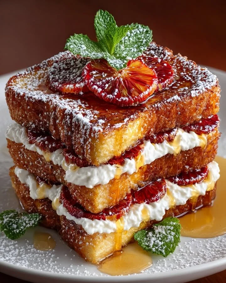 Croissant French Toast with Whipped Ricotta & Candied Blood Orange