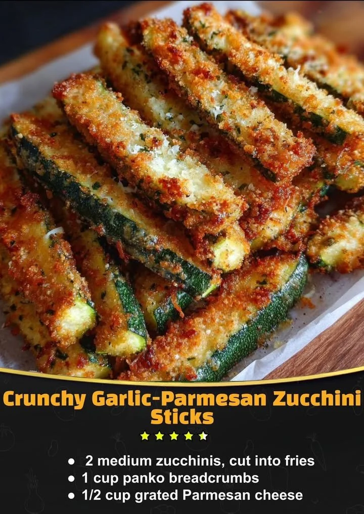 Crunchy garlic-parmesan zucchini sticks on a plate