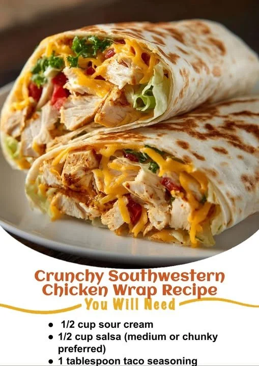 Delicious Crunchy Southwestern Chicken Wrap with fresh ingredients.