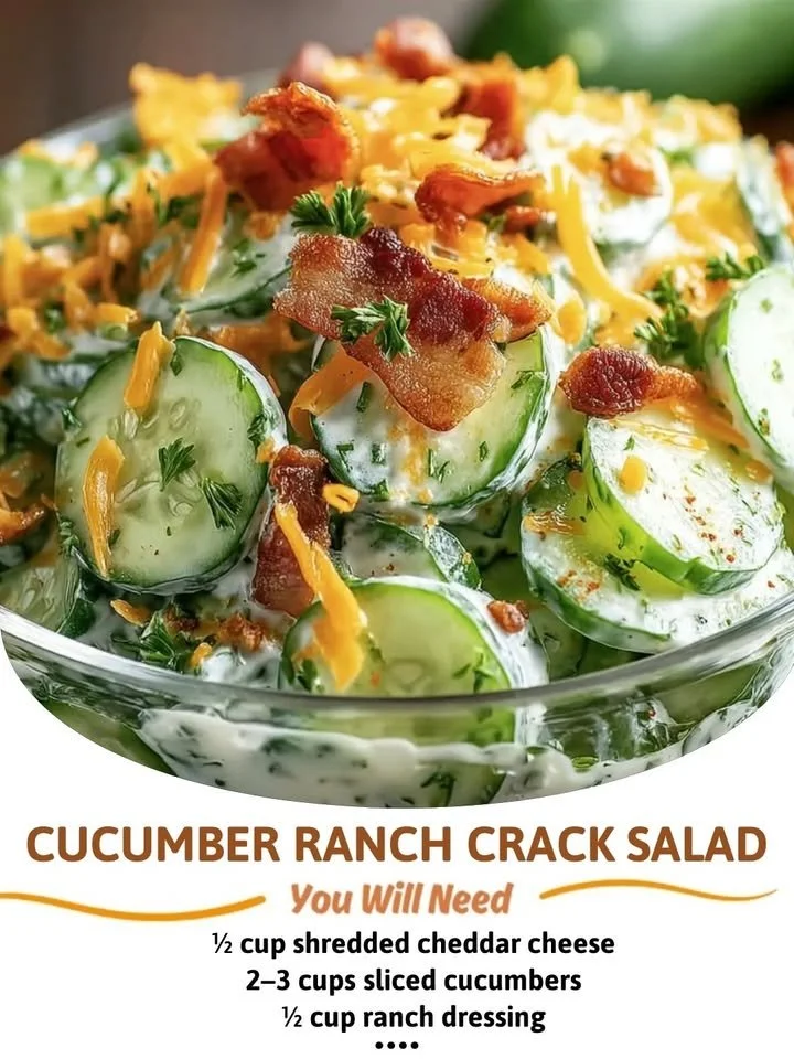 Delicious Cucumber Ranch Crack Salad with fresh cucumbers and creamy dressing