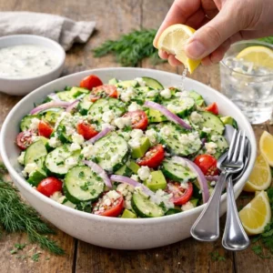 Fresh Cucumber Ranch Salad with creamy dressing and crunchy vegetables