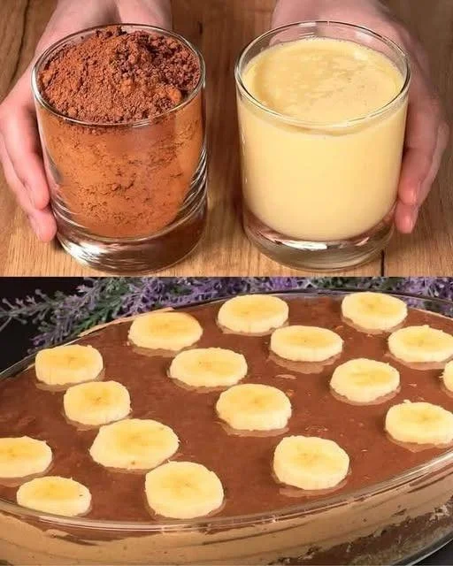 Decadent No-Bake Banana Chocolate Walnut Cake topped with chocolate and walnuts