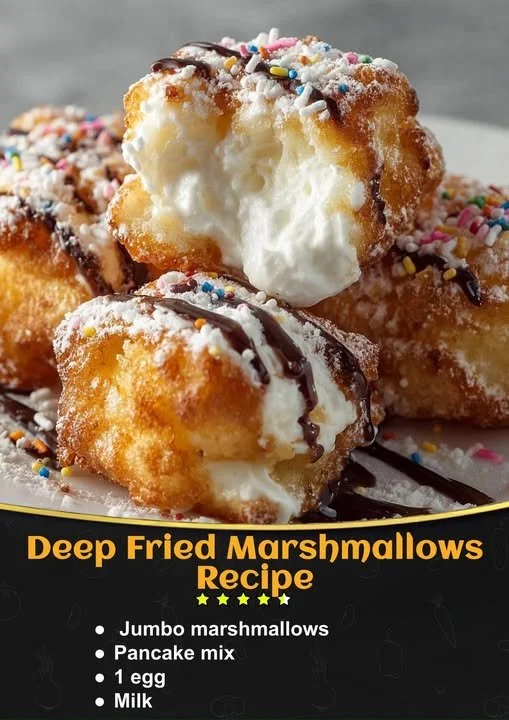 Delicious deep fried marshmallows served as a sweet dessert treat.