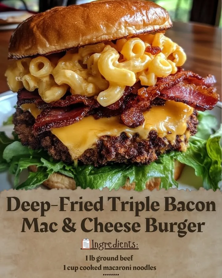 Deep-Fried Triple Bacon Mac & Cheese Burger