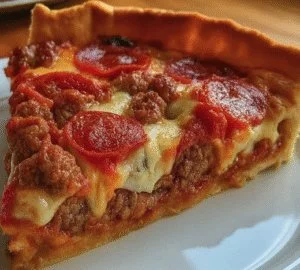 Deep Hamburger Beef Sausage & Pepperoni Pie