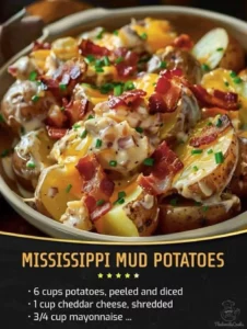 Delicious Mississippi Mud Potatoes served in a rustic dish