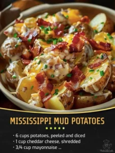 Delicious Mississippi Mud Potatoes served with toppings
