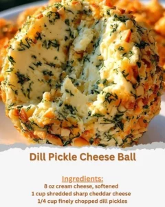 Delicious Dill Pickle Cheese Ball appetizer with herbs and spices