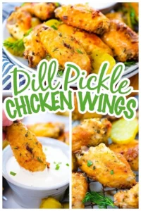 Plate of Dill Pickle Ranch Chicken Wings garnished with herbs