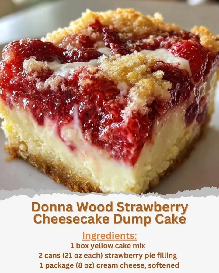 Delicious strawberry cheesecake dump cake recipe by Donna Wood
