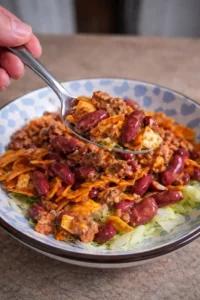 Colorful Doritos Salad with fresh ingredients and crunchy toppings