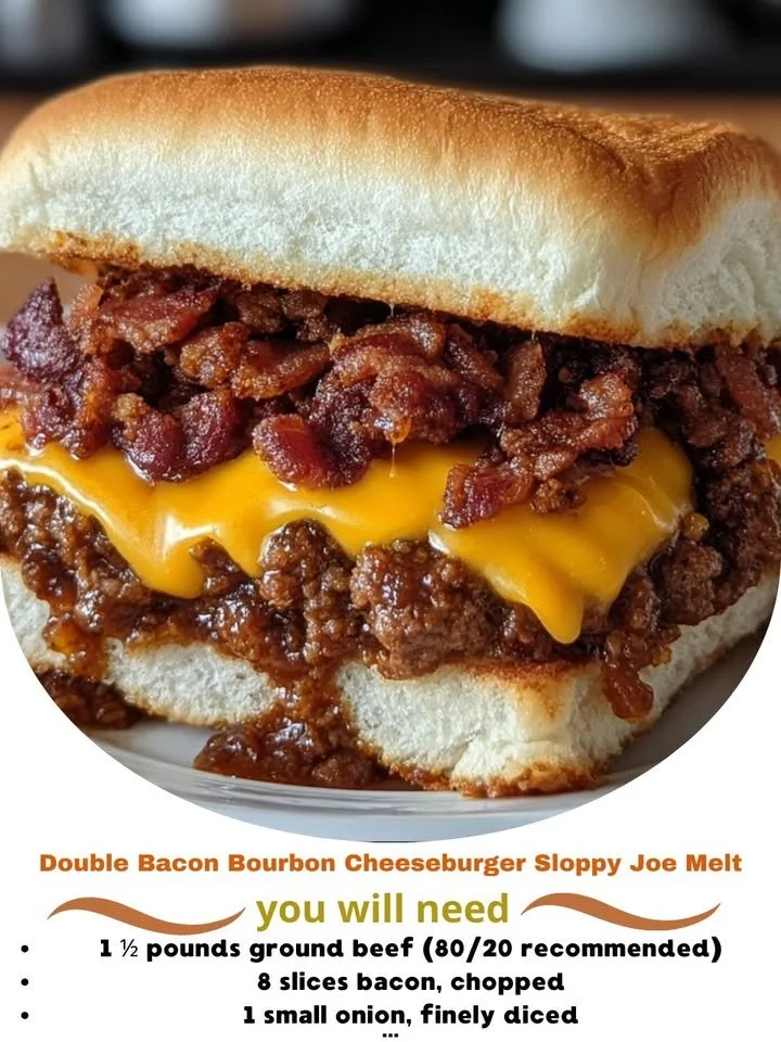 Double Bacon Bourbon Cheeseburger Sloppy Joe Melt