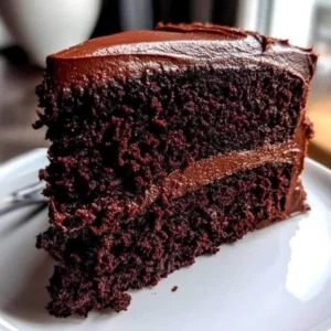 Double-layer chocolate cake decorated with rich chocolate frosting and sprinkles