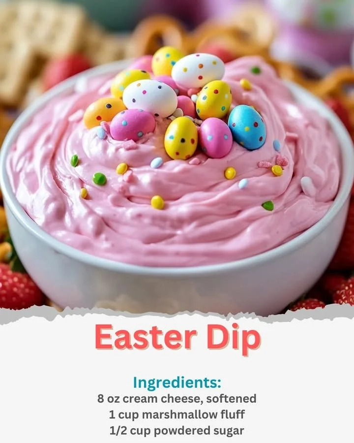 Colorful Easter Dip served with vibrant vegetables and crispy crackers