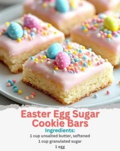 Colorful Easter Egg Sugar Cookie Bars topped with sprinkles