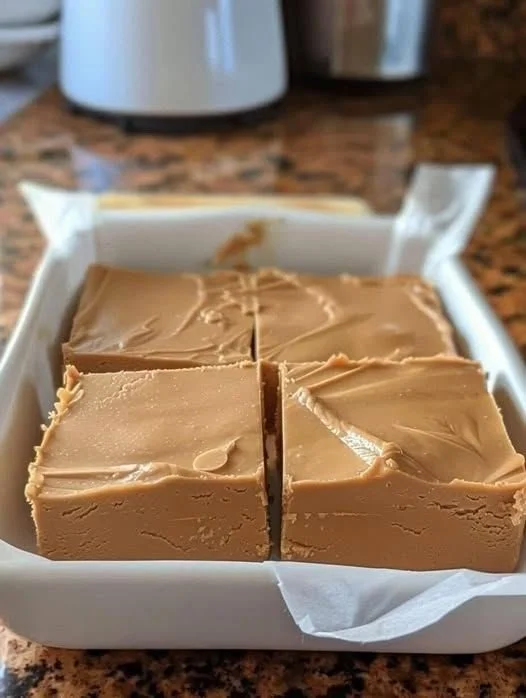Easy 2-ingredient peanut butter fudge ready to enjoy.