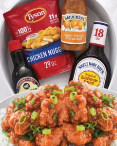 Delicious easy 4-ingredient orange chicken served on a plate