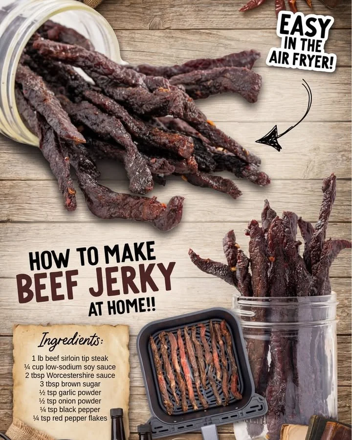 Easy air fryer beef jerky made with simple ingredients