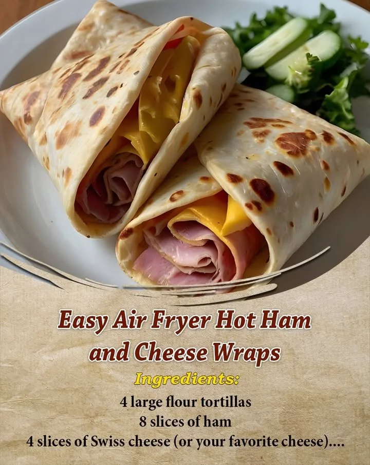 Easy air fryer hot ham and cheese wraps ready to serve