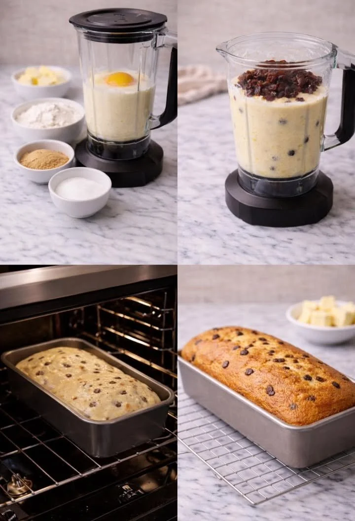 Easy blender raisin bread prepared and sliced on a wooden board
