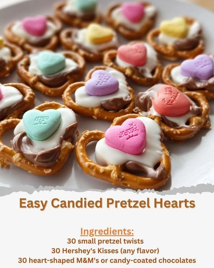 Easy Candied Pretzel Hearts
