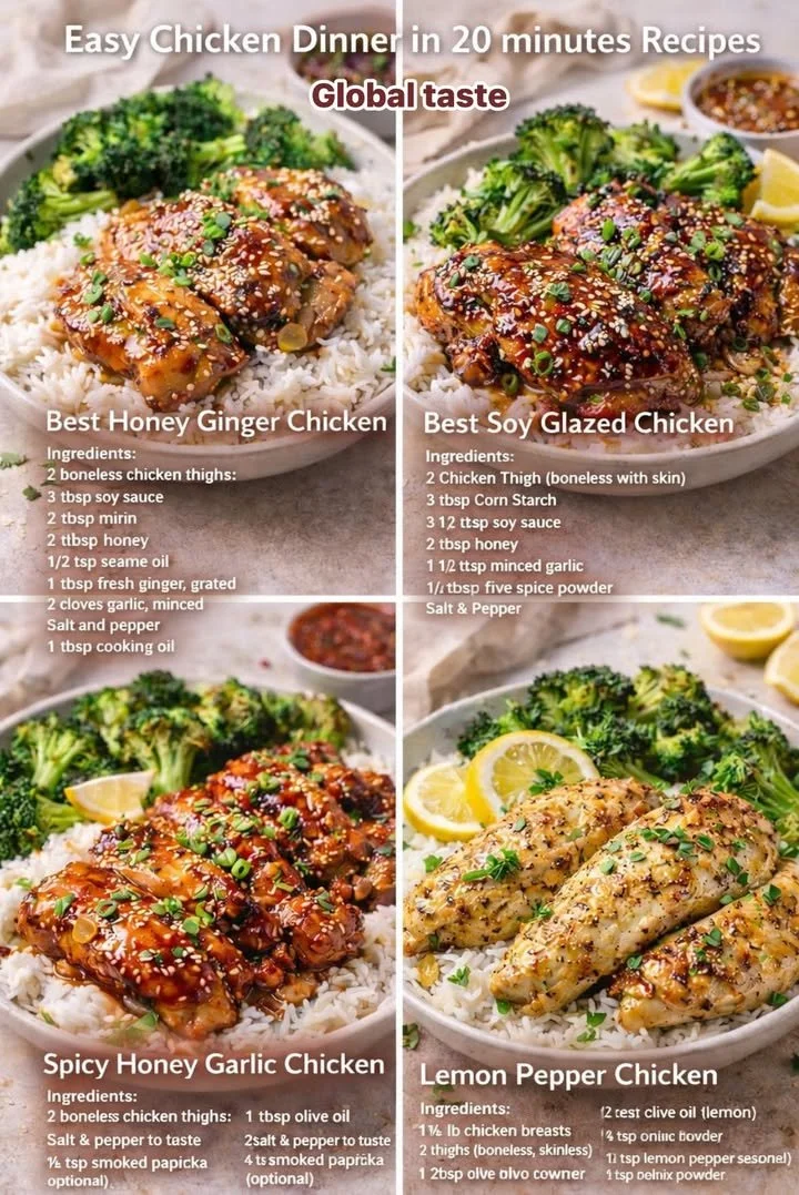 Quick and easy chicken dinner recipe ready in 20 minutes