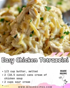 Delicious easy chicken tetrazzini served in a bowl with herbs on top