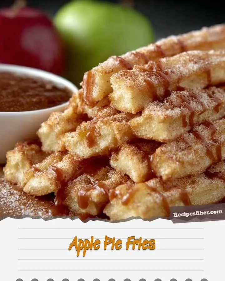 Delicious easy crispy apple pie fries served with a dip