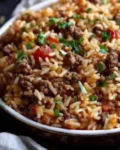 Delicious Easy Hamburger Rice Casserole with cheese and vegetables