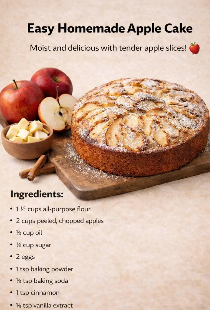 Delicious easy homemade apple cake fresh from the oven
