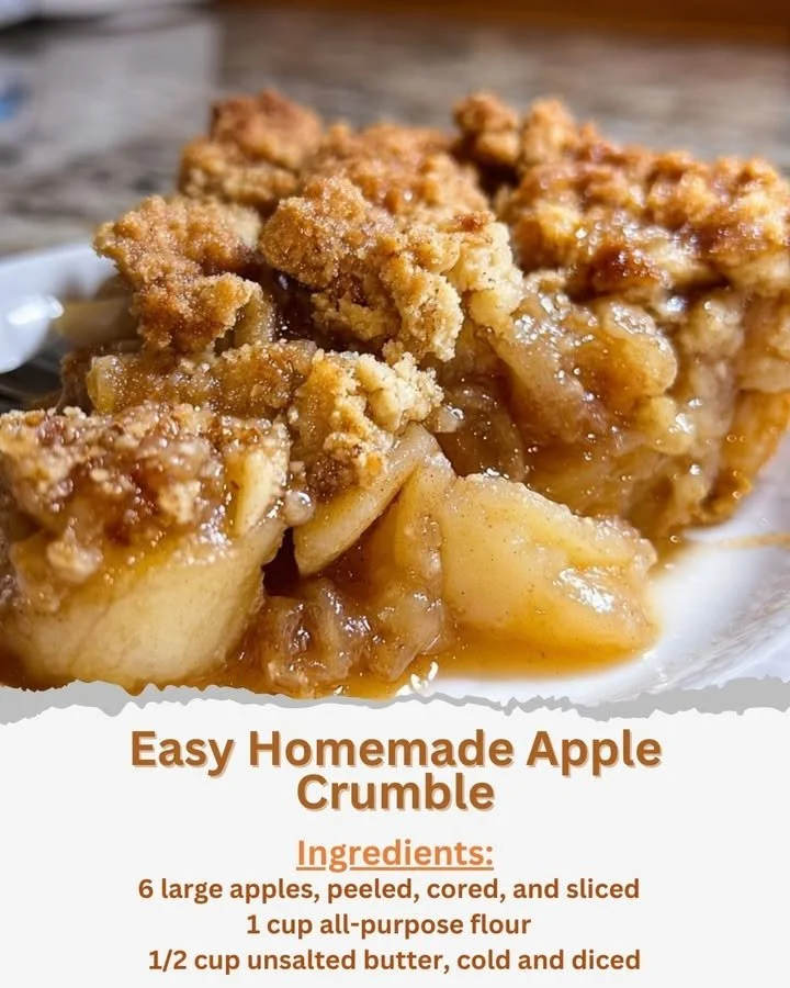 Delicious easy homemade apple crumble dessert on a plate