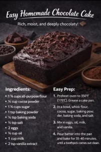 A slice of easy homemade chocolate cake with rich frosting and chocolate sprinkles.