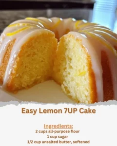 Delicious Easy Lemon 7UP Cake with a citrus glaze
