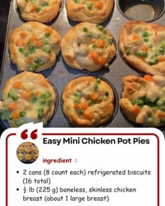 Easy mini chicken pot pies baked golden brown in individual dishes