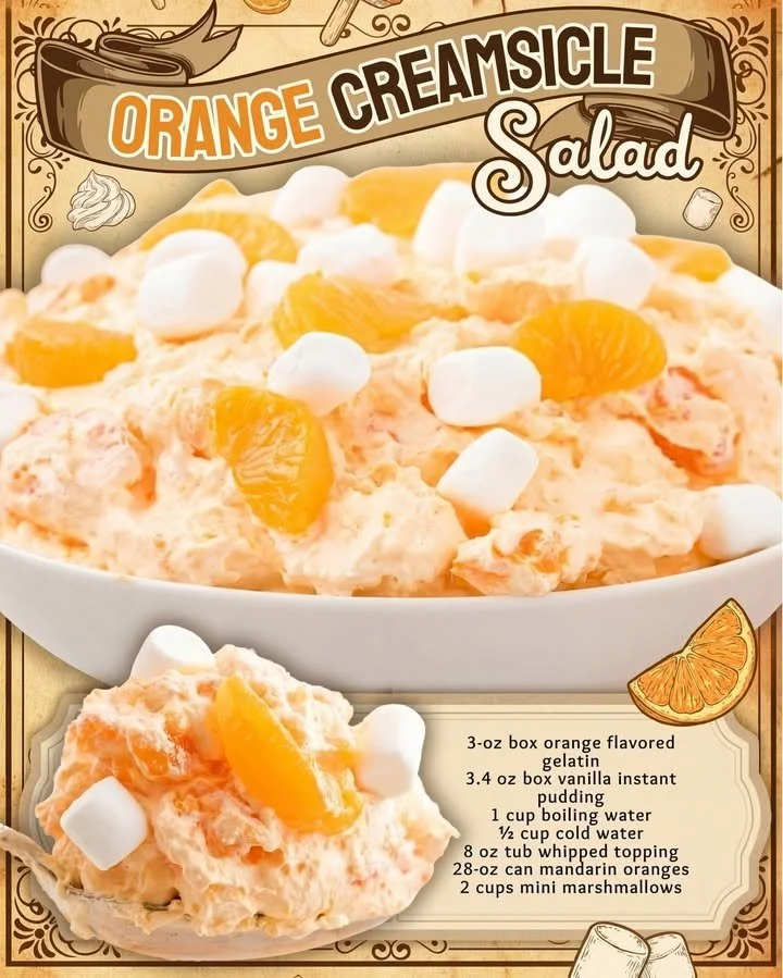 Delicious orange creamsicle salad served in a bowl