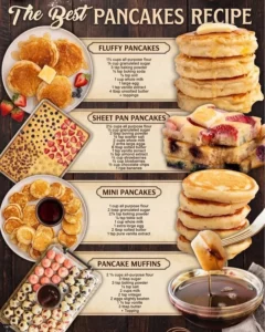 A stack of fluffy pancakes topped with fresh berries and syrup