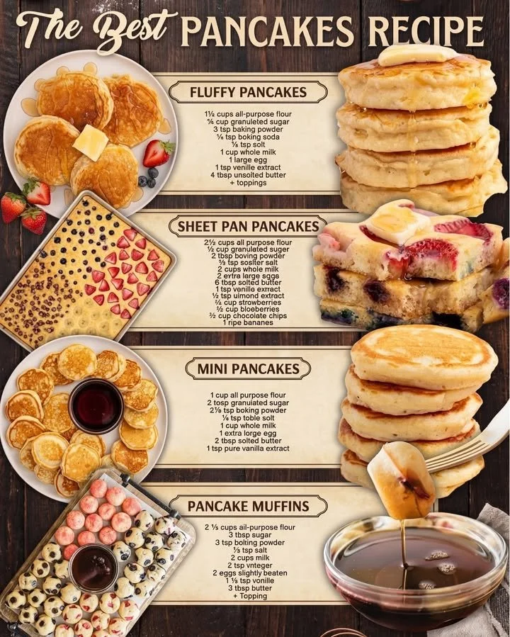 A stack of fluffy pancakes topped with fresh berries and syrup