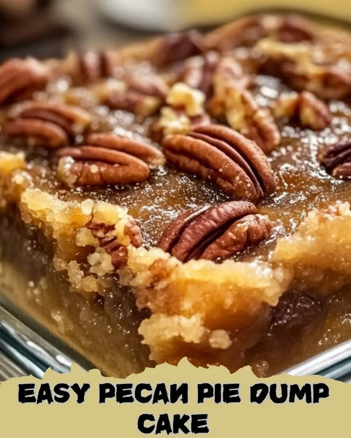 Delicious easy pecan pie dump cake fresh out of the oven