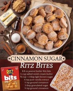 Bowl of Easy Ritz Churro Bites topped with cinnamon sugar