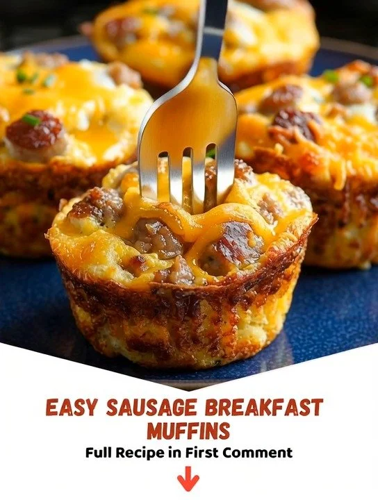 Delicious easy sausage breakfast muffins on a plate