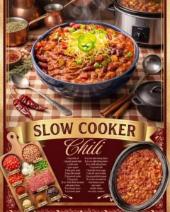 Bowl of easy slow cooker chili topped with cilantro and cheese.