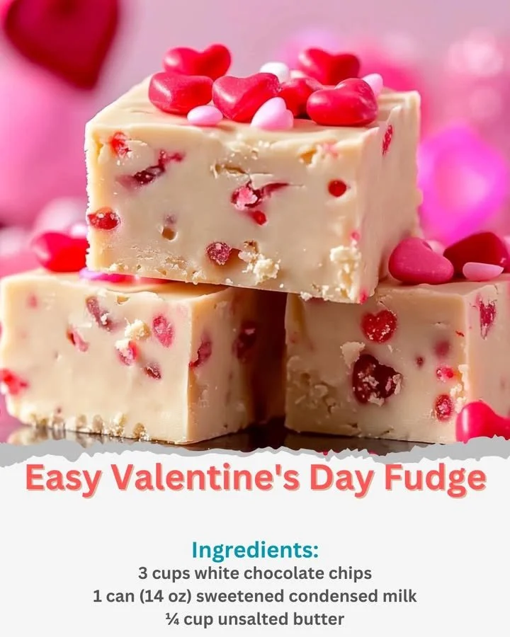 Homemade easy Valentine's Day fudge, a delightful sweet treat for the occasion.
