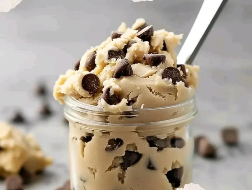 Delicious bowl of edible cookie dough for one serving, ready to enjoy.