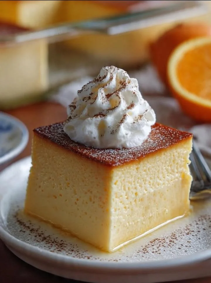 Amish style Egg Custard served in a bowl, garnished with nutmeg.