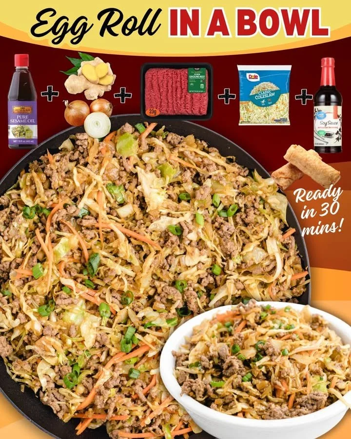 Delicious Egg Roll in a Bowl served in a colorful dish