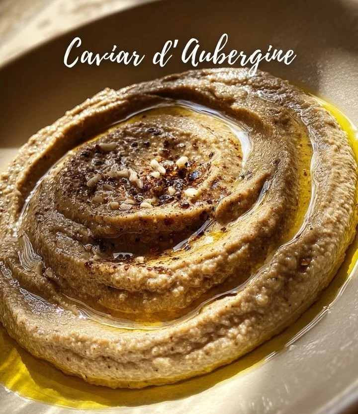 Delicious homemade eggplant caviar spread served with crackers.